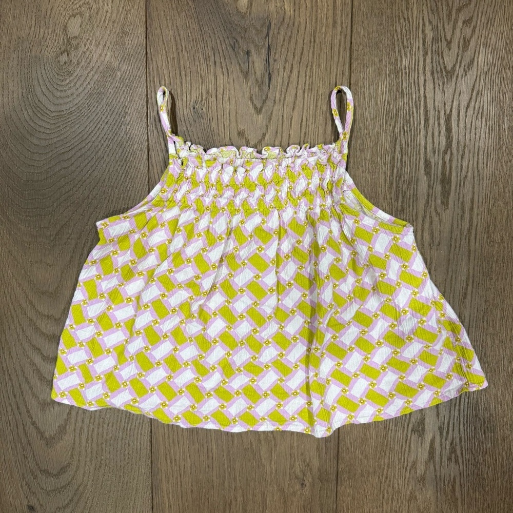 Zara Yellow & Pink Smocked Tank Top